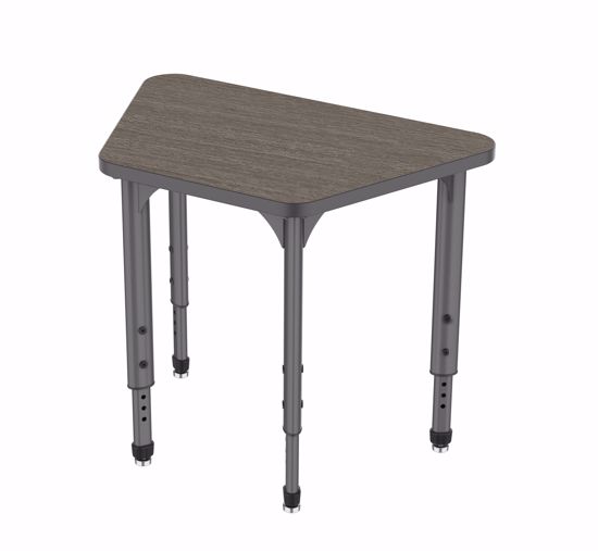 Picture of Apex Desk 31" x 20" x 19" Trapezoid Boardwalk Oak / Gray Edge / Gray Leg