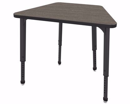 Picture of Apex Desk 36" x 23" x 19" Trapezoid Boardwalk Oak / Black Edge / Black Leg