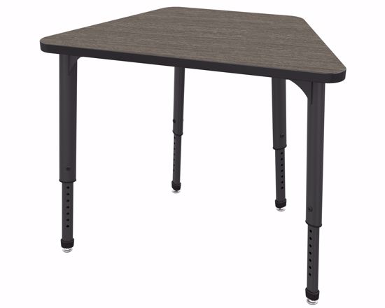 Picture of Apex Desk 36" x 23" x 19" Trapezoid Boardwalk Oak / Black Edge / Black Leg