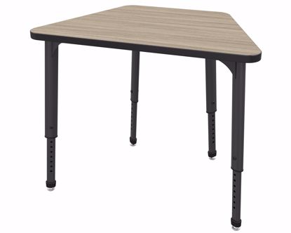 Picture of Apex Desk 36" x 23" x 19" Trapezoid Weathered Teak / Black Edge / Black Leg